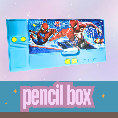 Pencil Case, Purple Plastic Storage Box with Holographic Design, School Stationery Organizer for Kids