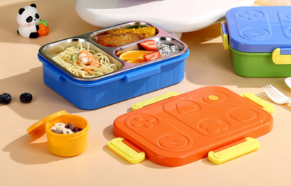 Kids Stainless Steel Bento Lunch Box Set with Game Controller Style Lid