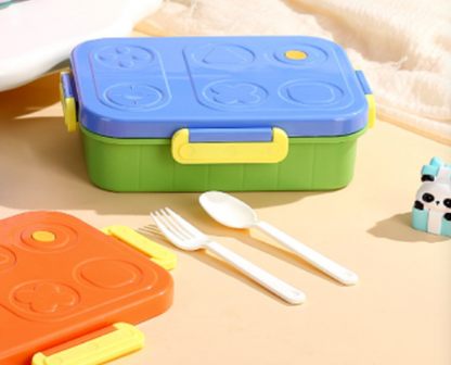 Kids Stainless Steel Bento Lunch Box Set with Game Controller Style Lid