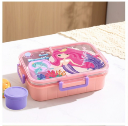Cartoon 3-Compartment Stainless Steel Bento Lunch Box