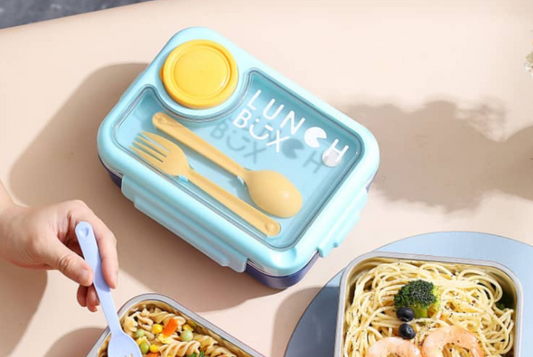 Modern Pastel Stainless Steel Kids Lunch Box (2- & 3-Compartment, Fork/Spoon & Sauce Bowl)