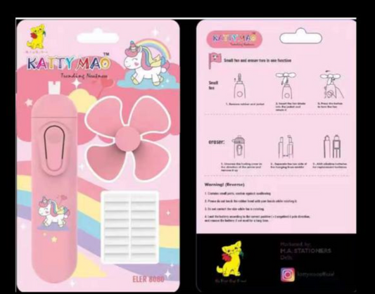 Astronaut and unicorn Mini Fan and Eraser Set (Stationery Combo)
