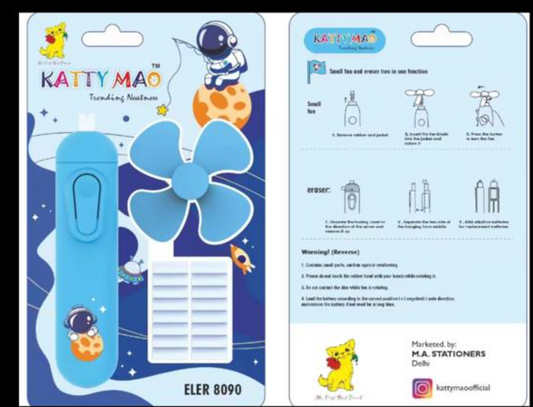 Astronaut and unicorn Mini Fan and Eraser Set (Stationery Combo)