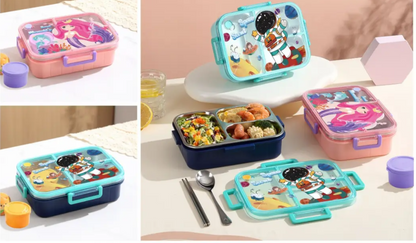 Cartoon 3-Compartment Stainless Steel Bento Lunch Box