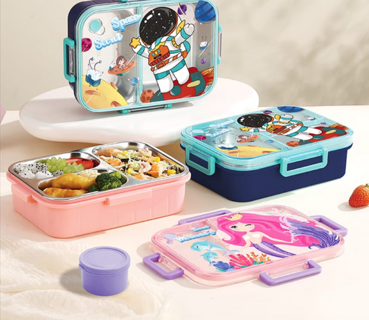 Cartoon 3-Compartment Stainless Steel Bento Lunch Box