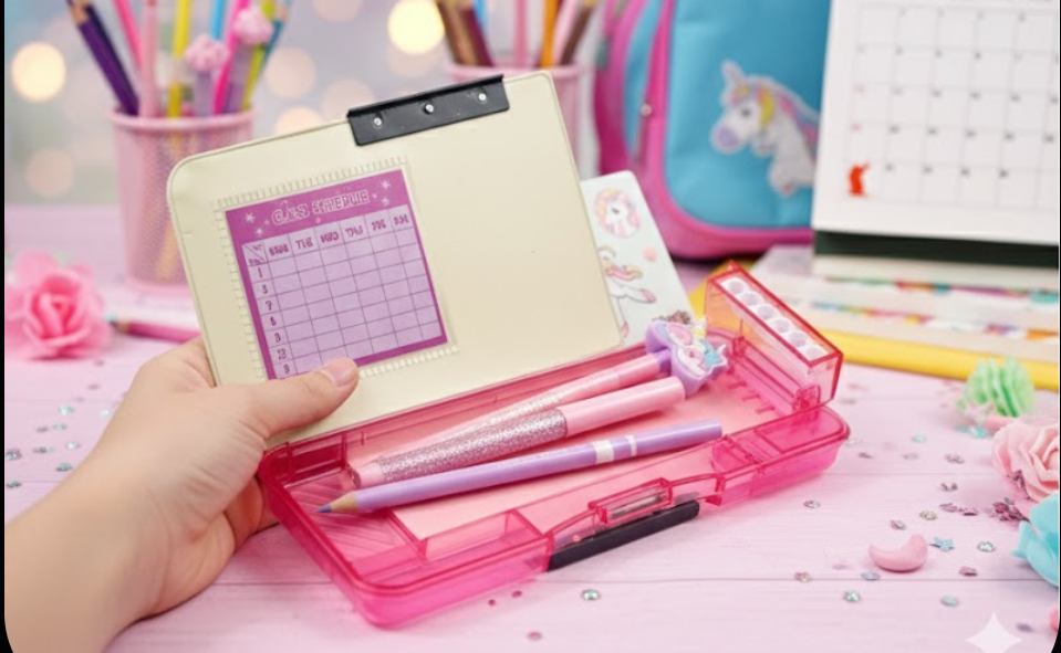 Pastel Pencil Box | Secure Snap Lock | School Stationery Case | Lightweight | Durable Plastic Organizer