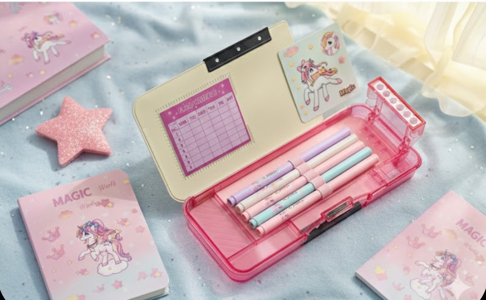 Pastel Pencil Box | Secure Snap Lock | School Stationery Case | Lightweight | Durable Plastic Organizer