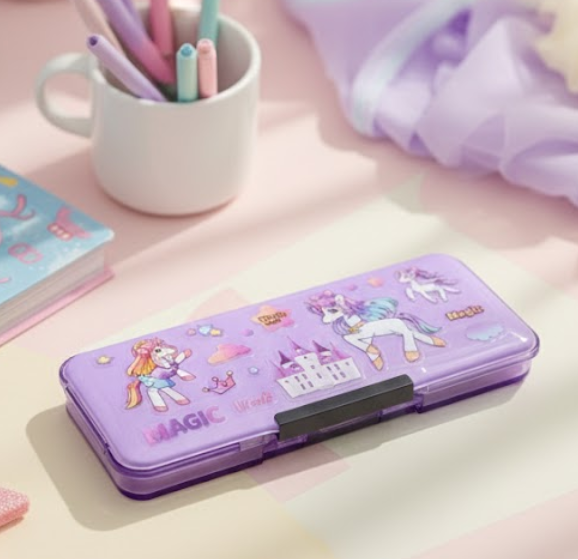 Pastel Pencil Box | Secure Snap Lock | School Stationery Case | Lightweight | Durable Plastic Organizer
