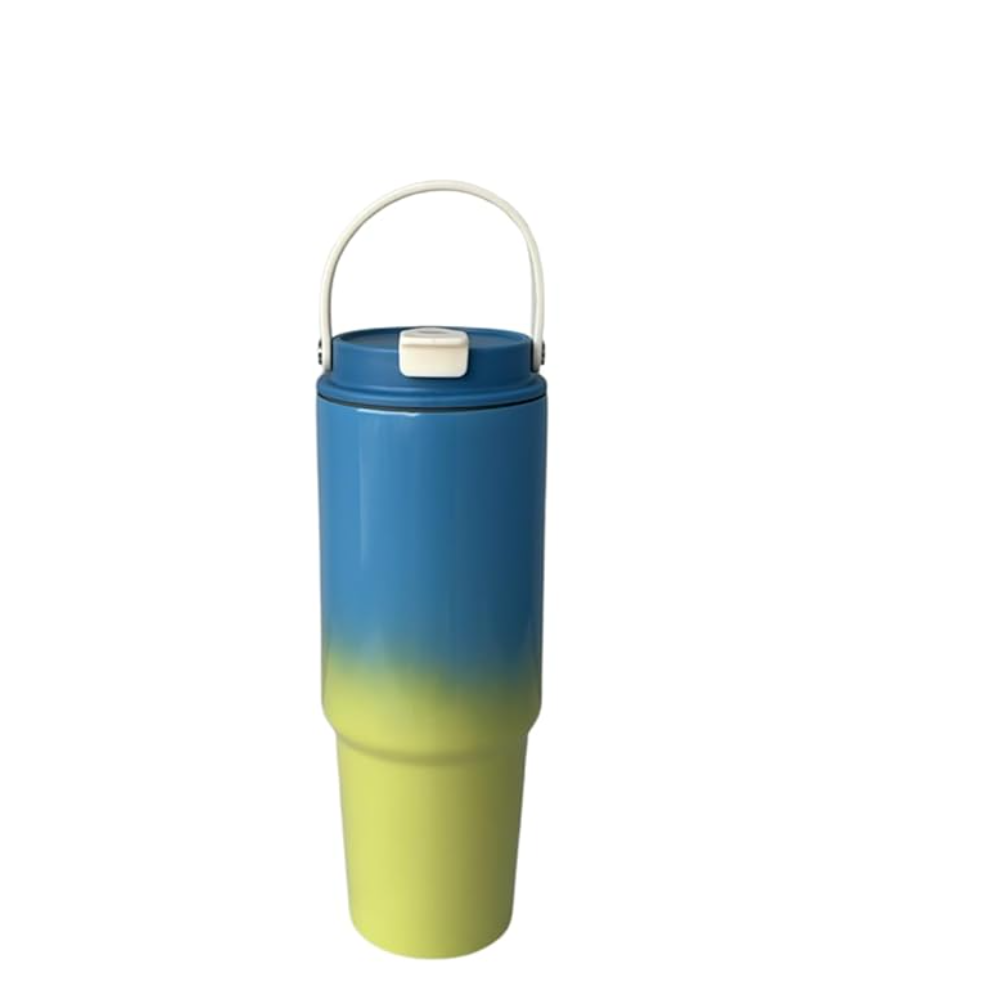 Gradient insulated travel tumbler, 900ml, double wall, stainless steel, Hot & cold drinks. with handle & lid by Kattymao