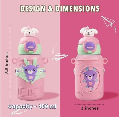 Kids Water Bottle - Water Bottle for School - Sipper Water Bottle for Kids - Waterbottle for Girls and Boys, Stainless Steel 316, Spill-Proof, BPA-Free, Perfect for School and Play.