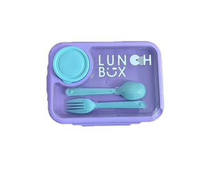 Modern Pastel Stainless Steel Kids Lunch Box (3-Compartment, Fork/Spoon & Sauce Bowl)