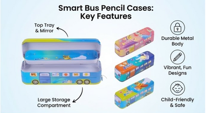 Bus Shape Multifunction Pencil Case |  Double Compartment | Organizer | Stationery.