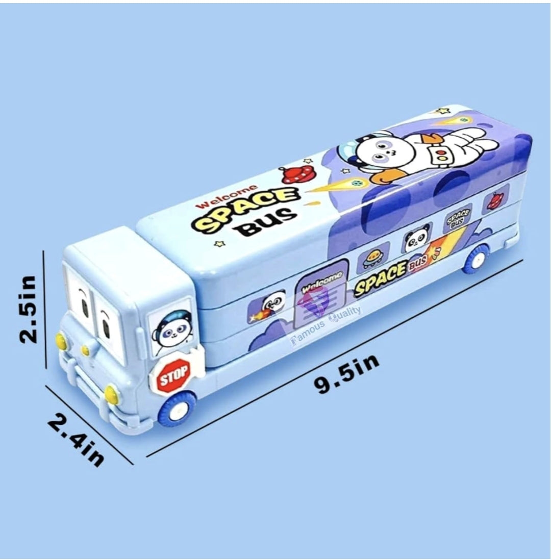 Magic Bus Pencil Case | Double-Sided Storage | Bus-Shaped Stationery Holder for Kids.