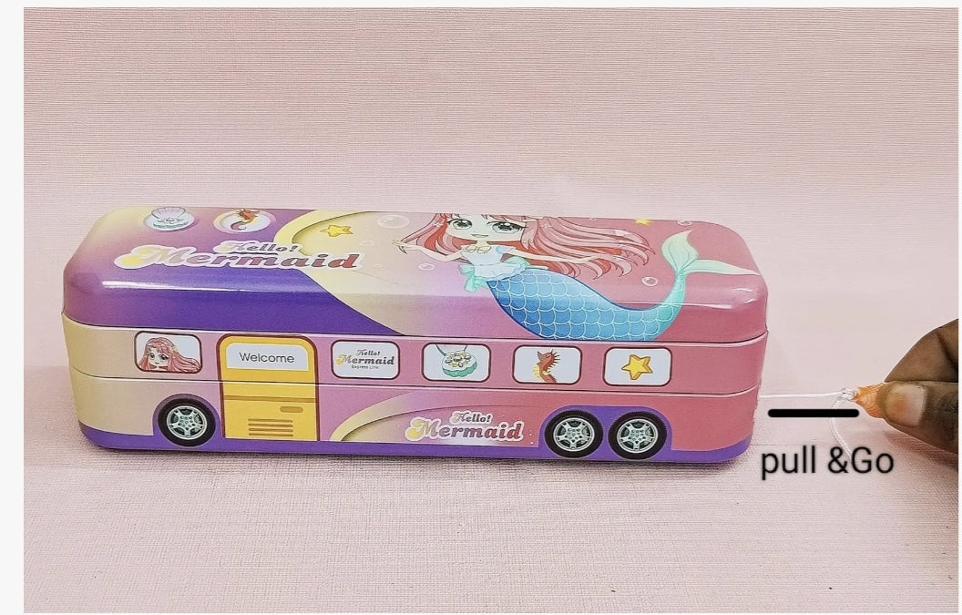 Bus Shape Multifunction Pencil Case |  Double Compartment | Organizer | Stationery.