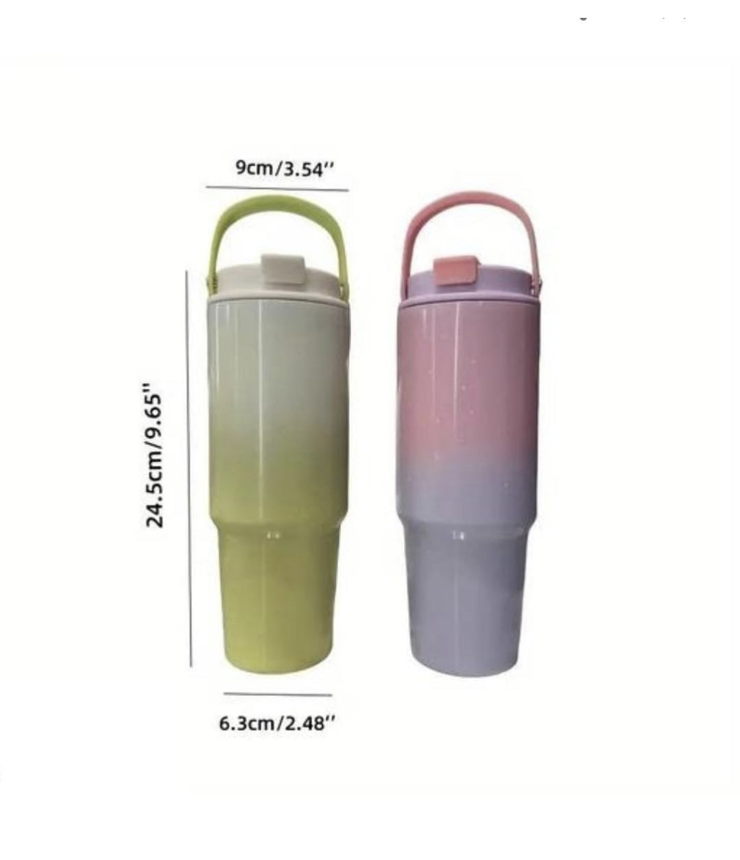 Gradient insulated travel tumbler, 900ml, double wall, stainless steel, Hot & cold drinks. with handle & lid by Kattymao