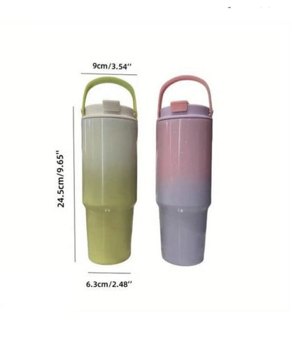 Gradient insulated travel tumbler, 900ml, double wall, stainless steel, Hot & cold drinks. with handle & lid by Kattymao