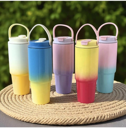 900ml | Gradient tumbler | double wall | stainless steel | with handle & lid.