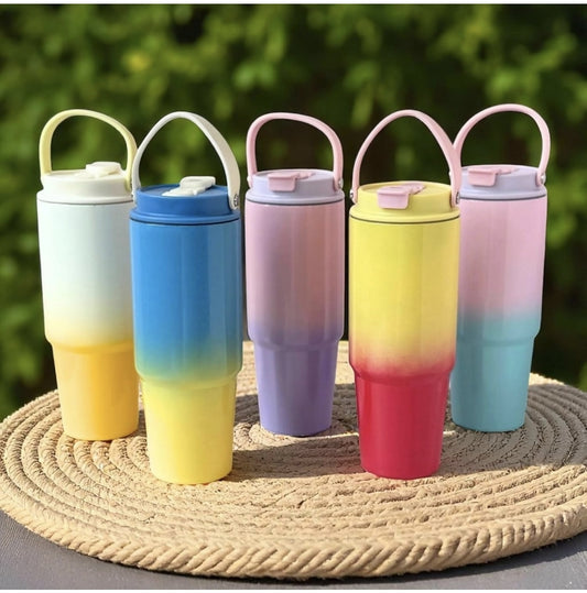 900ml | Gradient tumbler | double wall | stainless steel | with handle & lid.