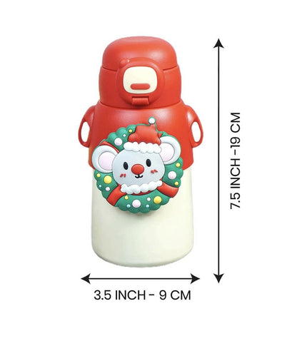 KATTY MAO My First Best Friend Christmas Water Bottle for Kids, Mouse Design, Red and White, 7.5 inch Height, 9 cm Width
