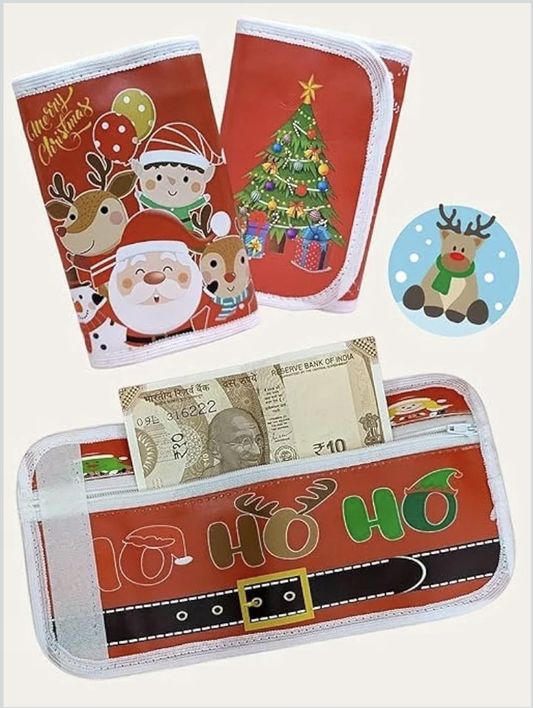 KATTY MAO My First Best Friend Christmas Stationery Gift Set with Notebook, Pencil Box, Crayon, Scale, Drawing Book, Wallet, Slap Band, Red