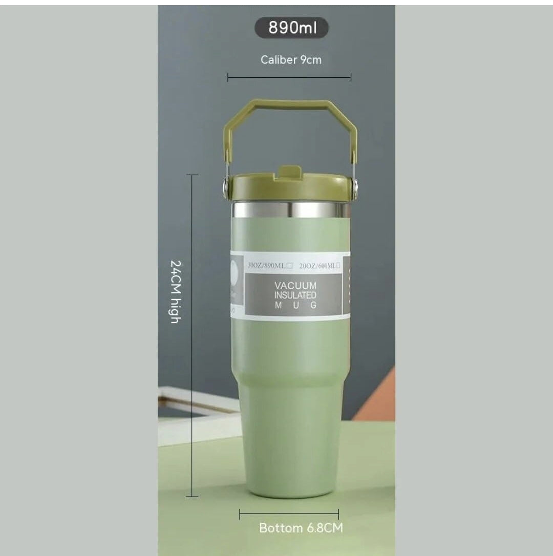 900 ML Stainless Steel Car Thermos Outdoor Sports Water Kettle Portable Gym Outdoor Bottle Cold and Hot Double-Layer Insulated Cup Tumbler by Kattymao