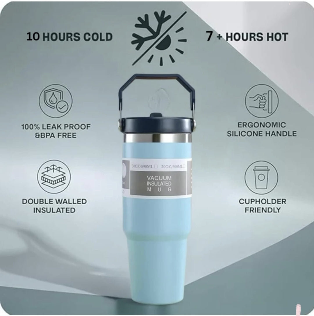 900 ML Stainless Steel Car Thermos Outdoor Sports Water Kettle Portable Gym Outdoor Bottle Cold and Hot Double-Layer Insulated Cup Tumbler by Kattymao