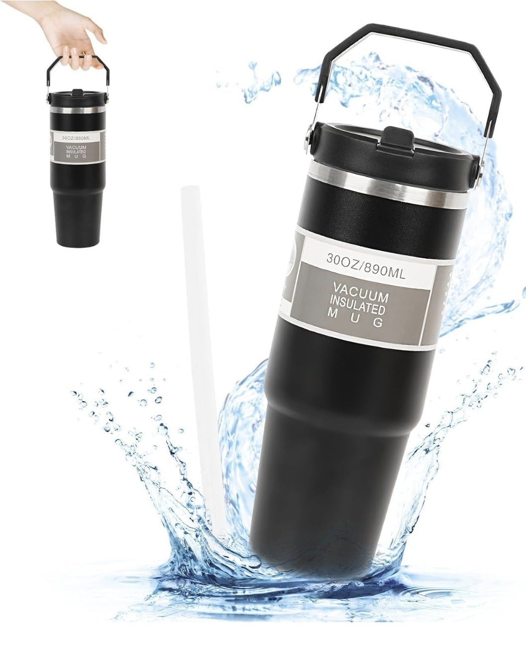 900 ML Stainless Steel Car Thermos Outdoor Sports Water Kettle Portable Gym Outdoor Bottle Cold and Hot Double-Layer Insulated Cup Tumbler by Kattymao