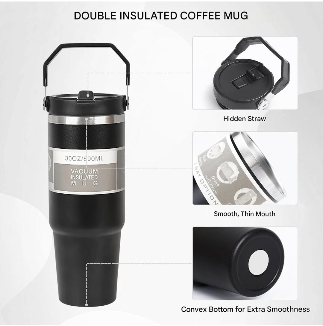 900 ML Stainless Steel Car Thermos Outdoor Sports Water Kettle Portable Gym Outdoor Bottle Cold and Hot Double-Layer Insulated Cup Tumbler by Kattymao