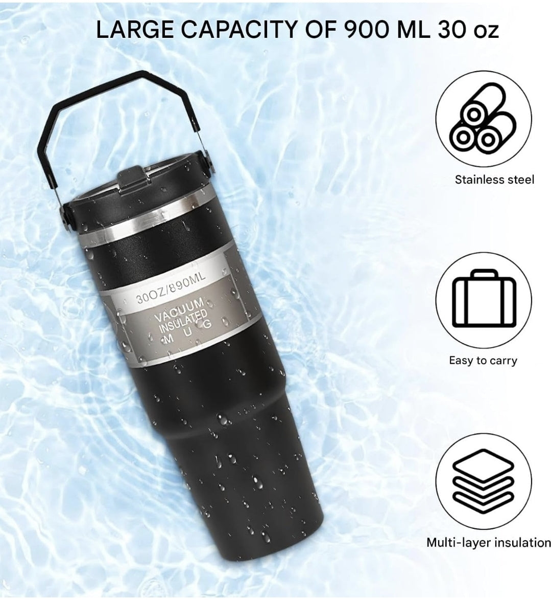 900 ML Stainless Steel Car Thermos Outdoor Sports Water Kettle Portable Gym Outdoor Bottle Cold and Hot Double-Layer Insulated Cup Tumbler by Kattymao