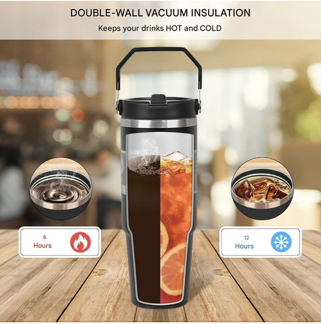 900 ML Stainless Steel Car Thermos Outdoor Sports Water Kettle Portable Gym Outdoor Bottle Cold and Hot Double-Layer Insulated Cup Tumbler by Kattymao