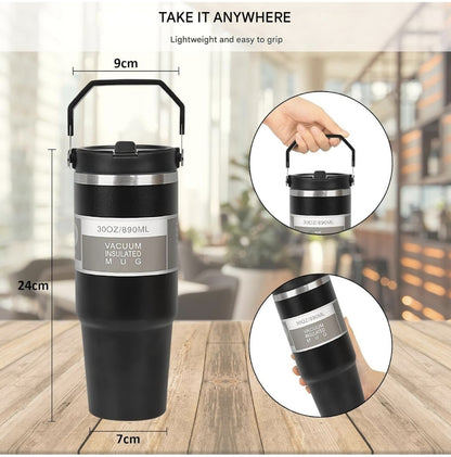 900 ML Stainless Steel Car Thermos Outdoor Sports Water Kettle Portable Gym Outdoor Bottle Cold and Hot Double-Layer Insulated Cup Tumbler by Kattymao