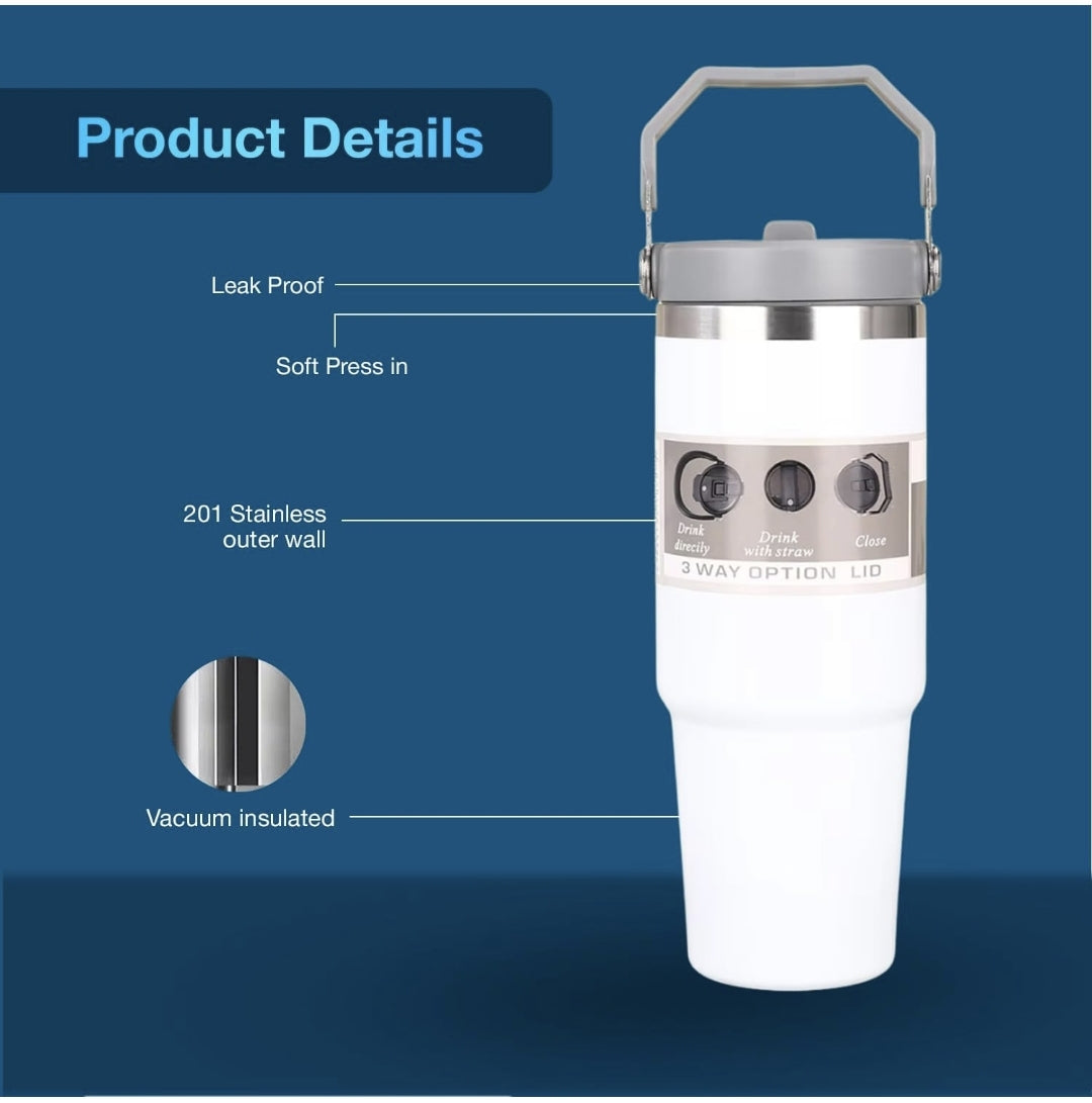 900 ML Stainless Steel Car Thermos Outdoor Sports Water Kettle Portable Gym Outdoor Bottle Cold and Hot Double-Layer Insulated Cup Tumbler by Kattymao