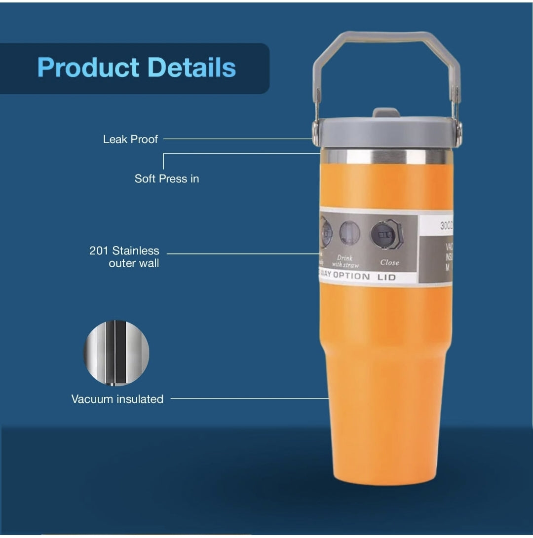 900 ML Stainless Steel Car Thermos Outdoor Sports Water Kettle Portable Gym Outdoor Bottle Cold and Hot Double-Layer Insulated Cup Tumbler by Kattymao