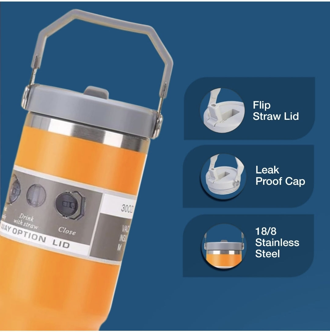 900 ML Stainless Steel Car Thermos Outdoor Sports Water Kettle Portable Gym Outdoor Bottle Cold and Hot Double-Layer Insulated Cup Tumbler by Kattymao