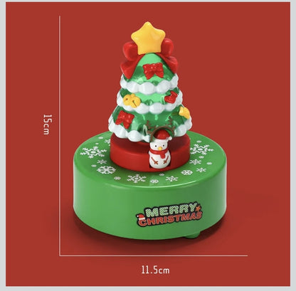 Musical Christmas Tree Snow Globe Music Box, Rotating Holiday Decoration with Santa, Green and Red Festive Design, Merry Christmas Theme