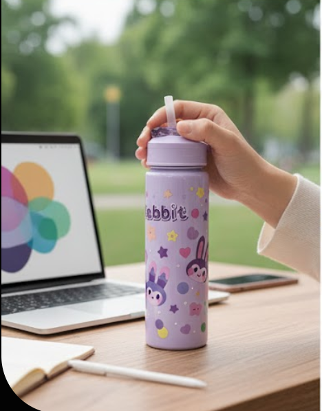 500ml |  Sipper Water Bottle  | Flip-Top Lid|  Push Button Spout.