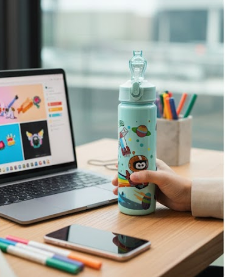 500ml |  Sipper Water Bottle  | Flip-Top Lid|  Push Button Spout.