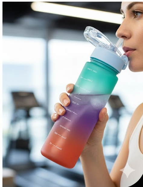 600ML | TIME MARKER | MULTICOLOUR | SPORTS PLASTIC BOTTLE | LEAK PROOF.