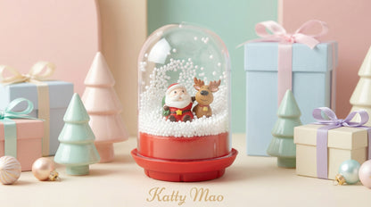 Christmas Snow Globe with Santa Claus Scene, Holiday Water Globe Decoration with Red Base, Winter Wonderland Snowglobe with Christmas Tree and MERRRY Christmas (3)