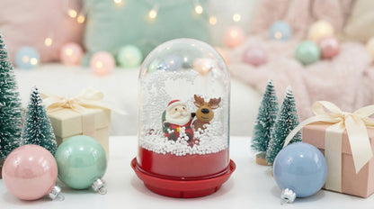 Christmas Snow Globe with Santa Claus Scene, Holiday Water Globe Decoration with Red Base, Winter Wonderland Snowglobe with Christmas Tree and MERRRY Christmas (3)