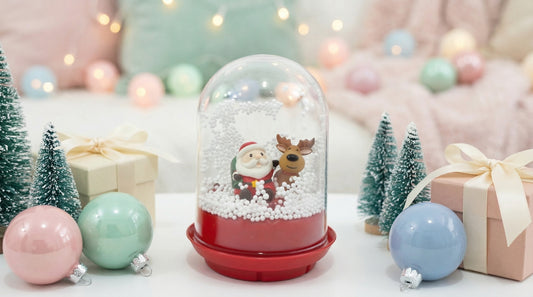 Christmas Snow Globe with Santa Claus Scene, Holiday Water Globe Decoration with Red Base, Winter Wonderland Snowglobe with Christmas Tree and MERRRY Christmas (3)