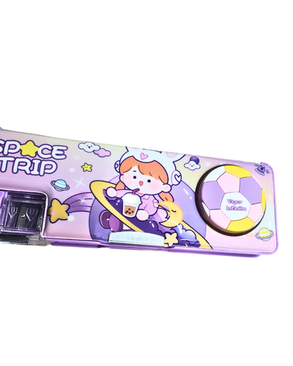 Girls/boys Dream Pencil Case, Pink and Purple, Plastic Storage Box with Mirror, School Stationery Organizer by katty mao.