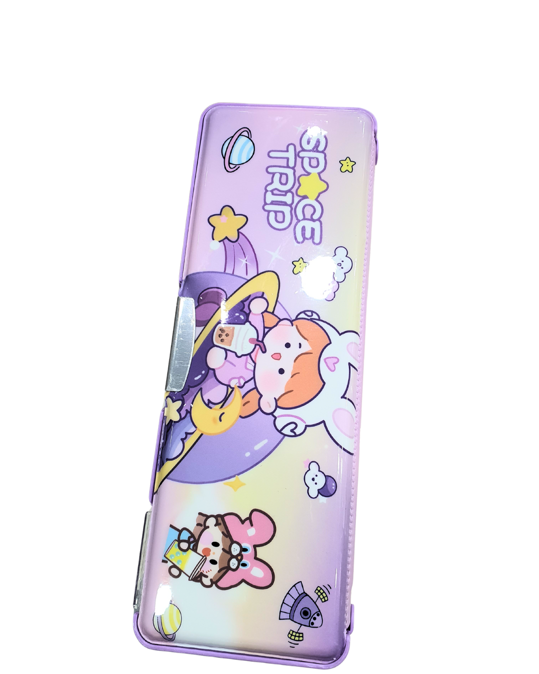 Girls/boys Dream Pencil Case, Pink and Purple, Plastic Storage Box with Mirror, School Stationery Organizer by katty mao.