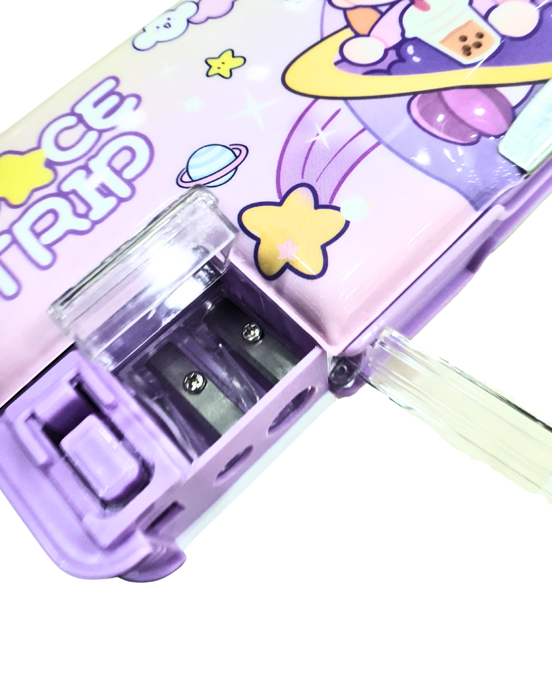 Girls/boys Dream Pencil Case, Pink and Purple, Plastic Storage Box with Mirror, School Stationery Organizer by katty mao.