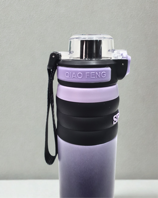 650ML Sports Water Bottle with Flip Top Lid, Black and Purple Gradient, Portable with Carrying Strap BY KATTY MAO