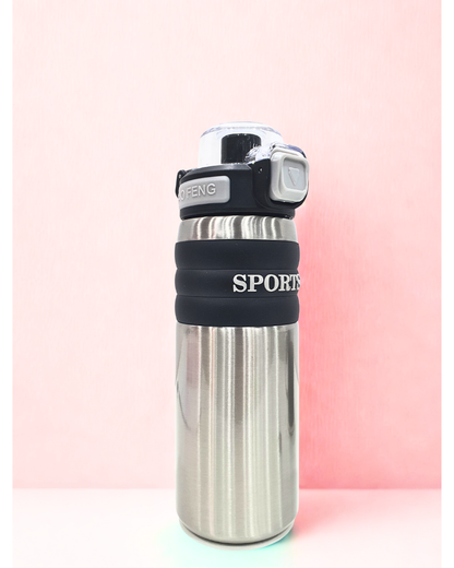 Sports Water Bottle with Flip Top Lid, Black and Purple Gradient, Portable with Carrying Strap BY KATTY MAO