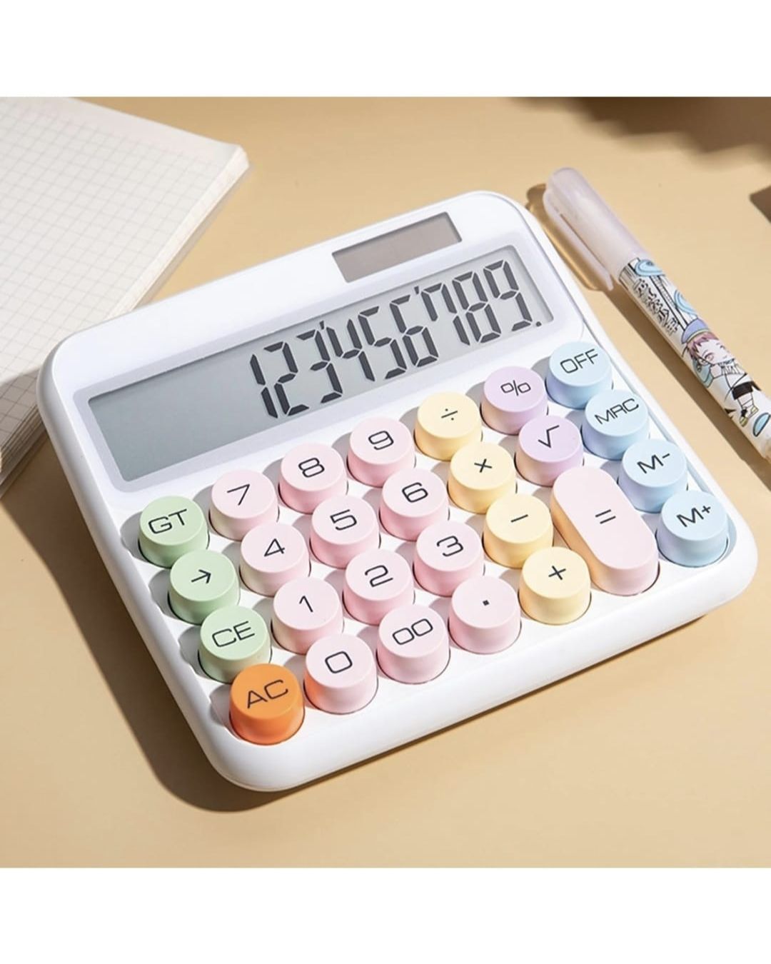 pastel calculator with 12 digit display