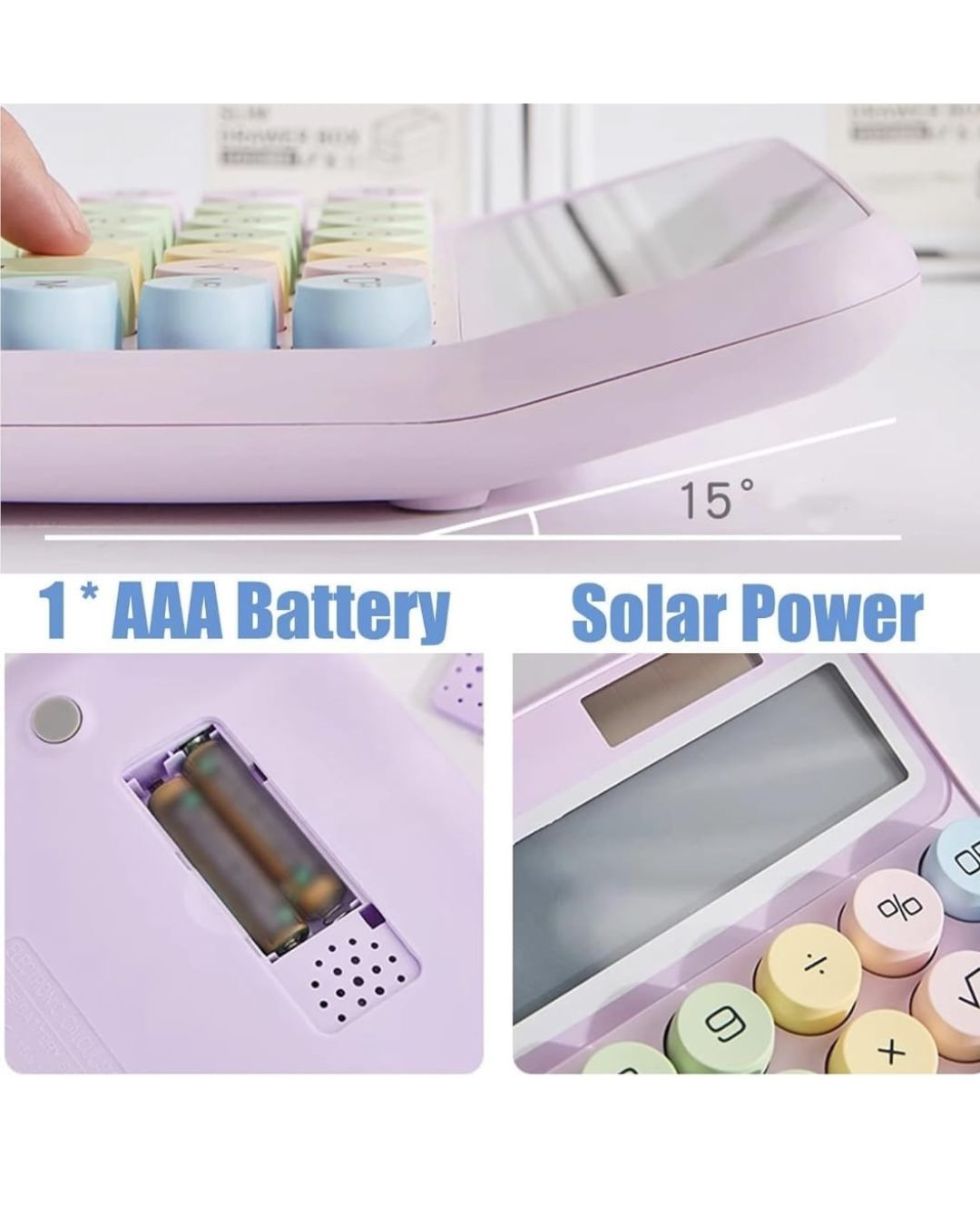 pastel calculator with 12 digit display