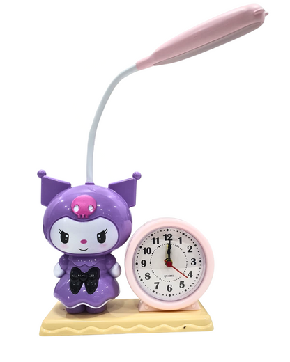 Cutest 2-in-1 Kuromi Desktop LED Lamp Cum Watch for Kids Bedroom, Birthday Return Gift Idea (Pack of 01)
