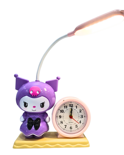 Cutest 2-in-1 Kuromi Desktop LED Lamp Cum Watch for Kids Bedroom, Birthday Return Gift Idea (Pack of 01)